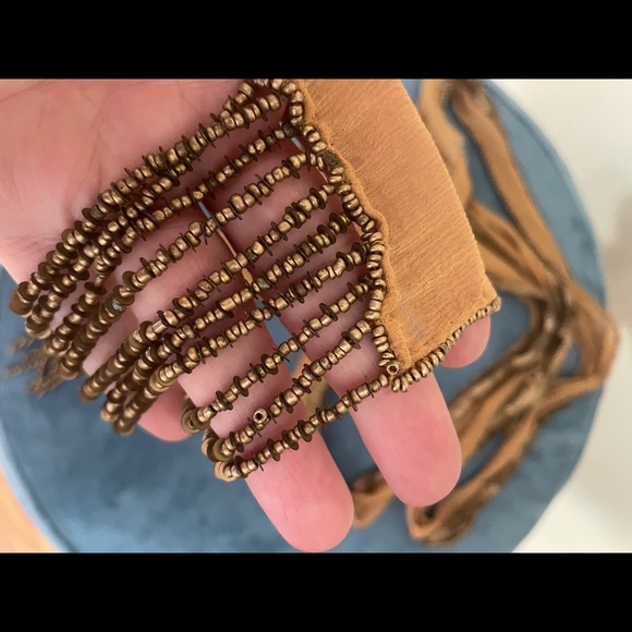 Silky chiffon beaded belt with fringes- NWOT - Picture 6 of 8